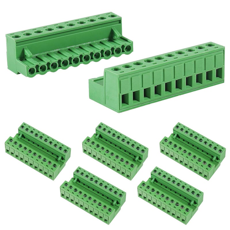 Meimom 5PCS 10Pin 5.08mm Pitch Pluggable PCB Angle Screw Terminal Block Plug Connector Socket Panel Mount DIY with 5Pcs 10Pin Phoenix Plug - Image 1